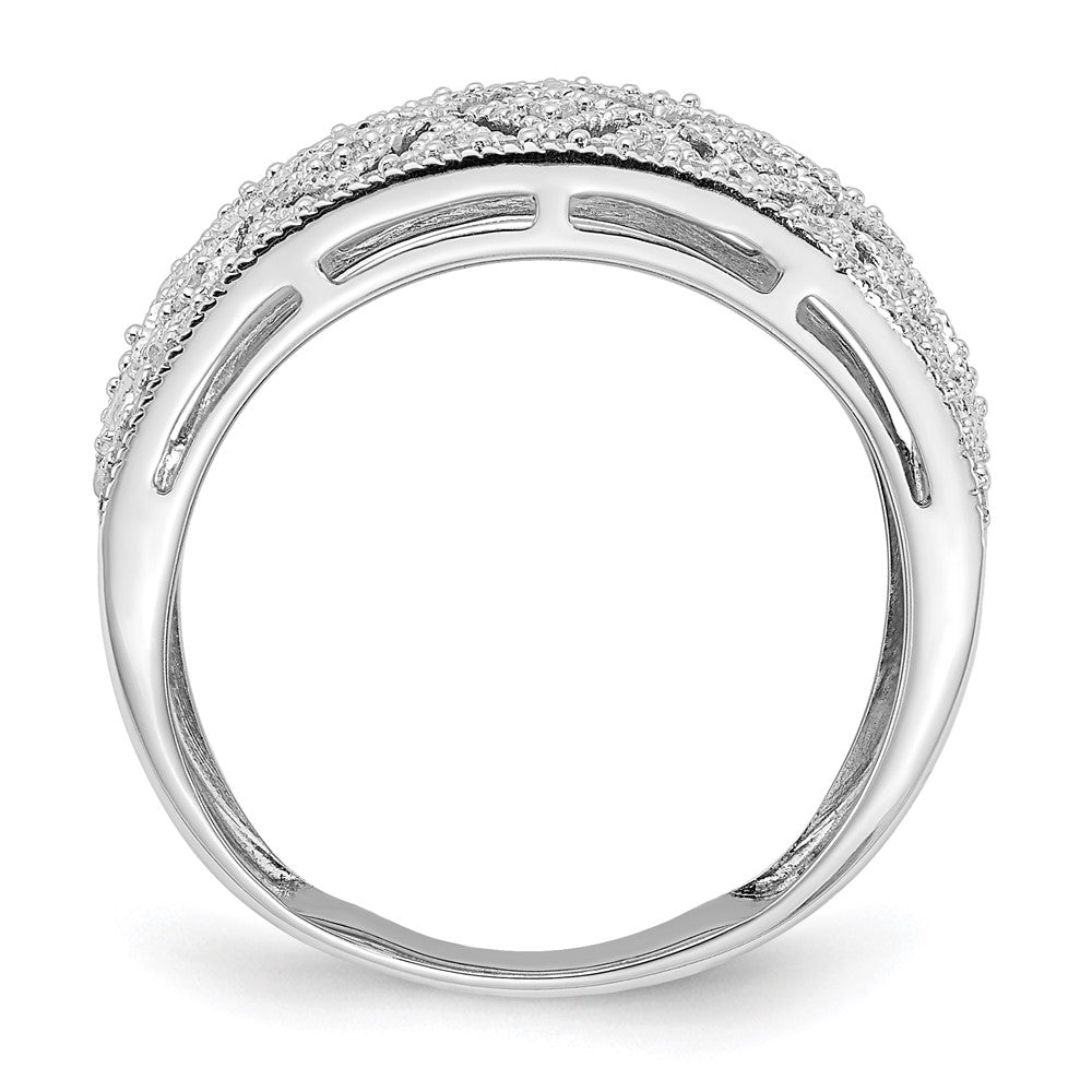 Sterling Silver Rhodium Plated Fancy Diamond Band