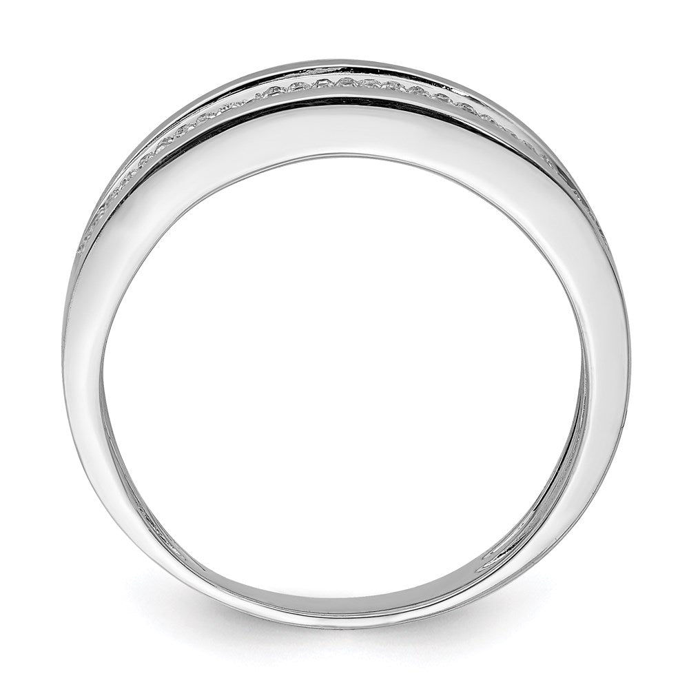 Sterling Silver Rhodium Plated Diam. Men's Band