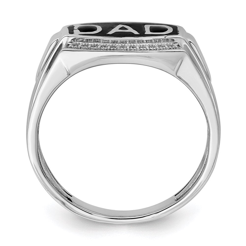 Sterling Silver Rhodium Plated Diamond Men's DAD Ring