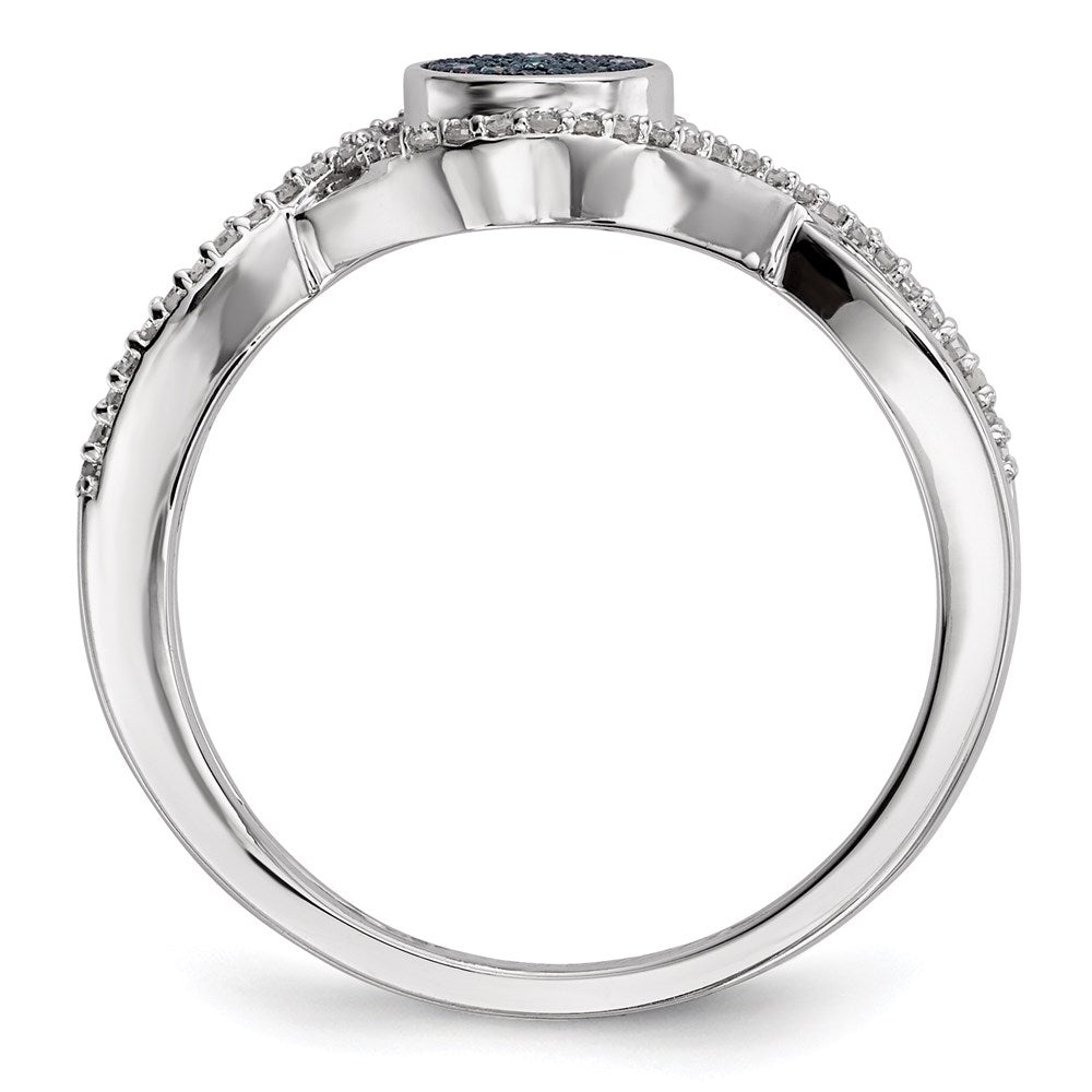 Sterling Silver Blue and White Diamond Ring