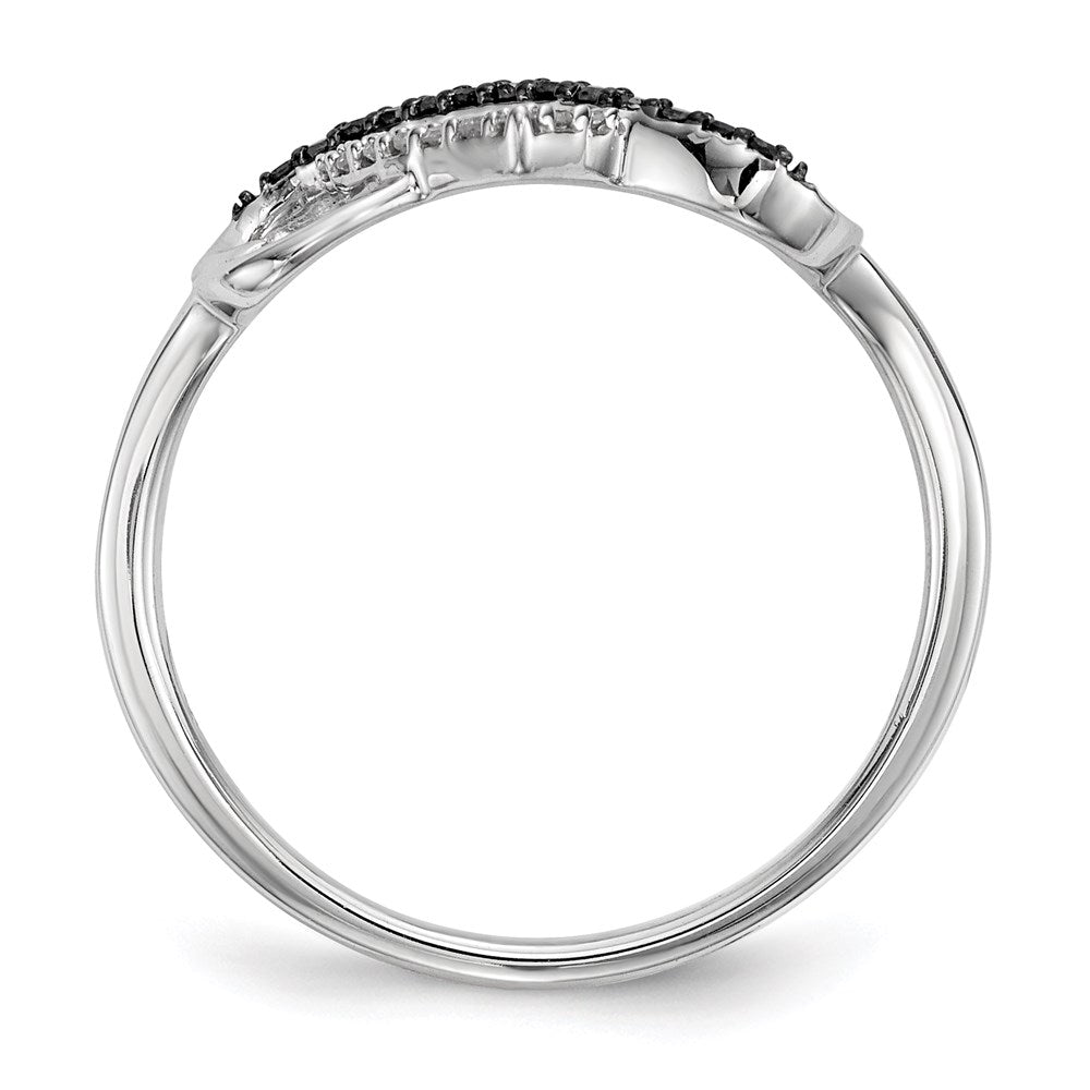 Sterling Silver Black and White Diamond Triple Heart Ring