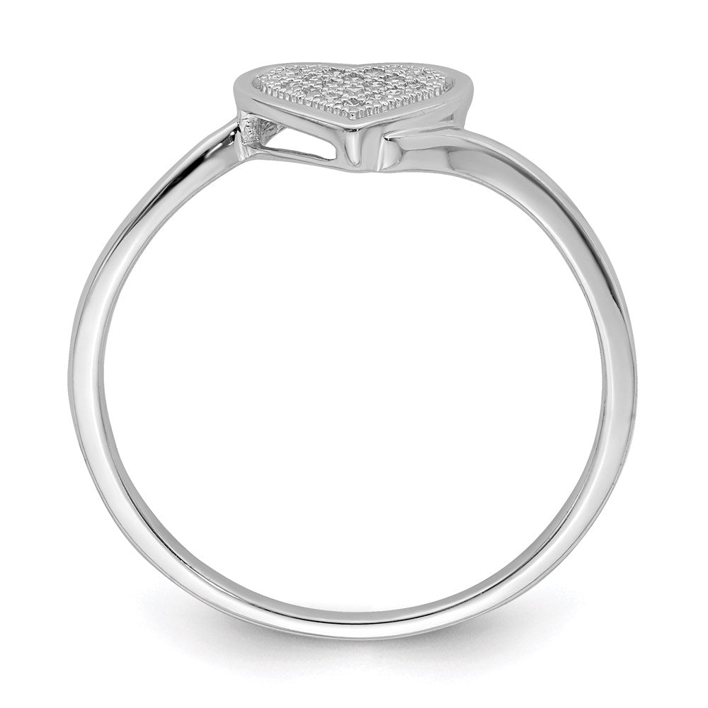 Sterling Silver Rhodium Plated Diamond Heart Ring