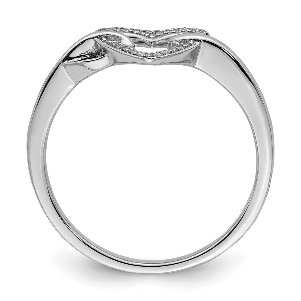 Sterling Silver Rhodium Plated Diamond Heart Ring