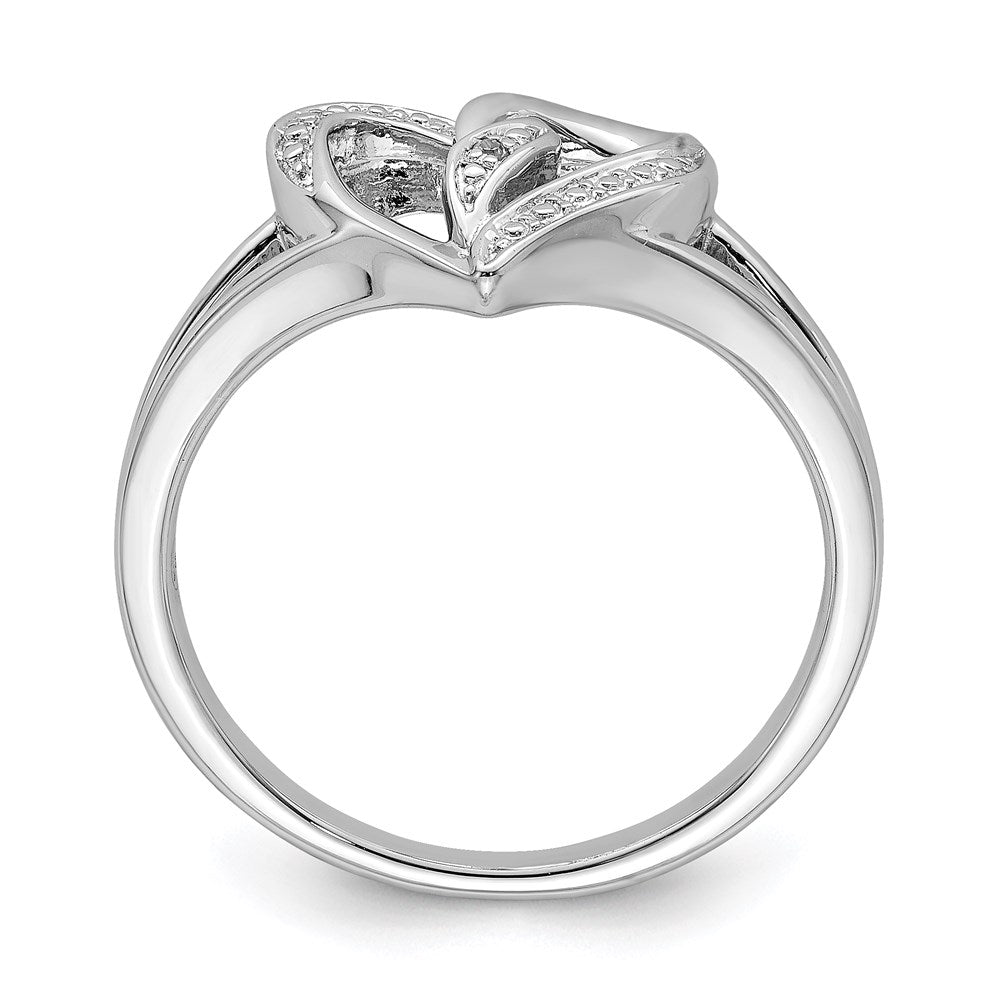 Sterling Silver Rhodium Plated Diamond Heart Ring