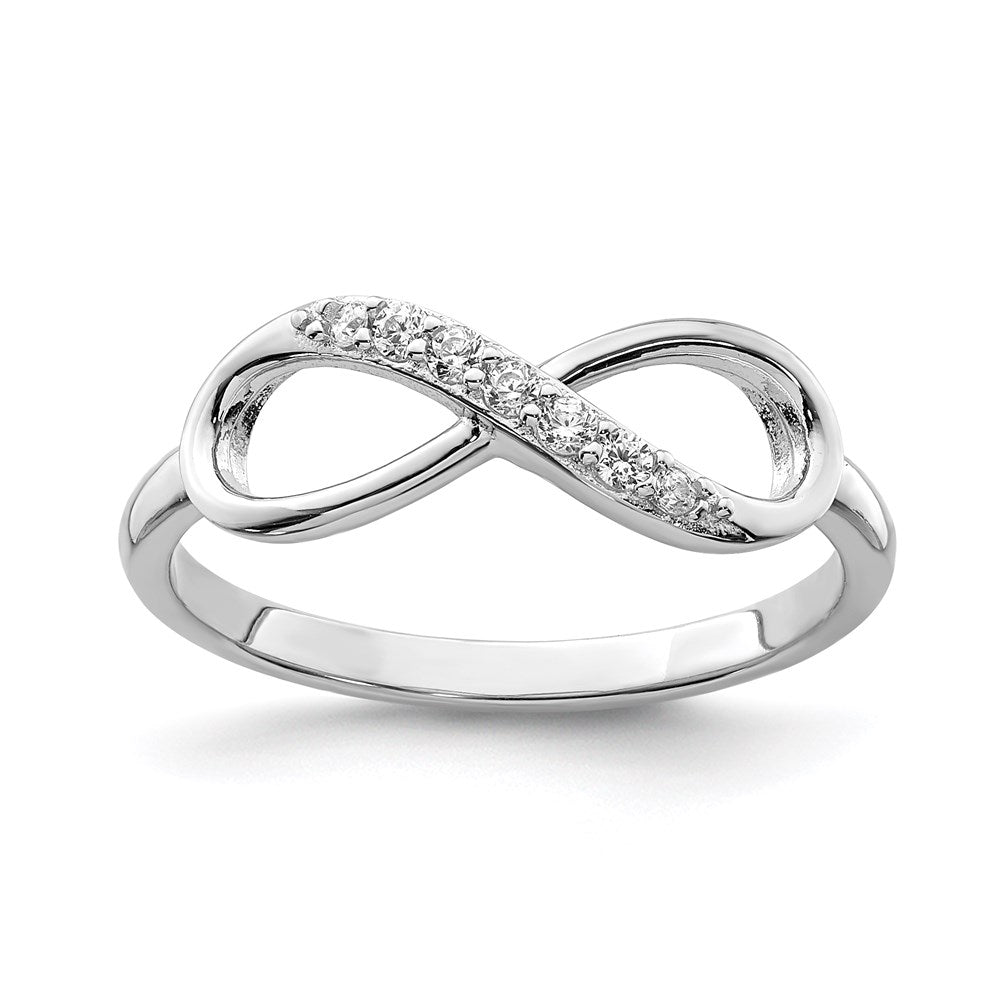 Sterling Silver Rhodium-plated CZ Infinity Size 8 Ring
