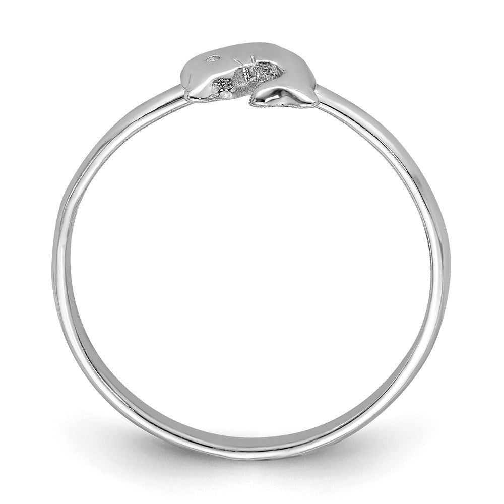 Sterling Silver Rhodium-plated Polished Dolphin Size 4 Ring