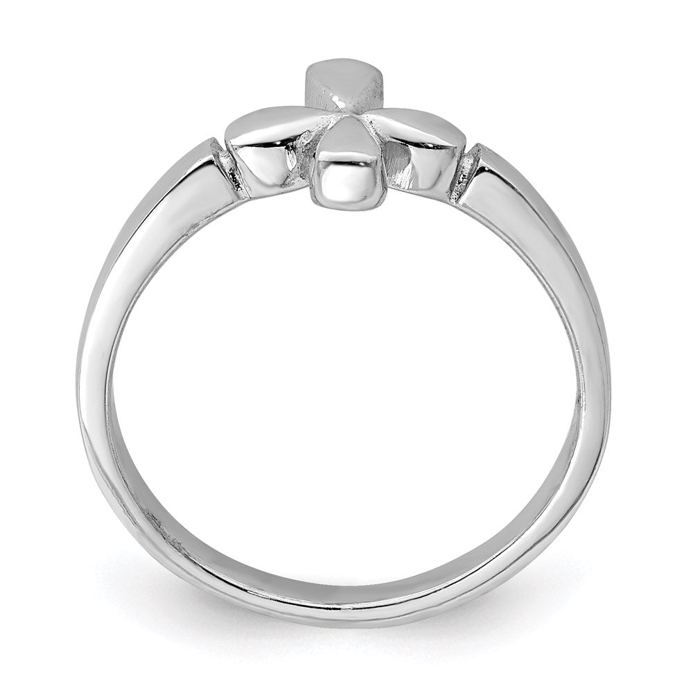 Sterling Silver RH Plated Child's Polished Cross Ring