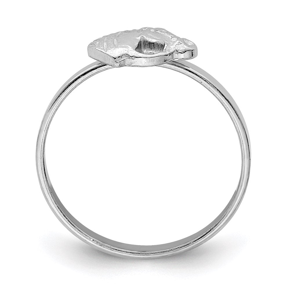 Sterling Silver Rhodium-plated Polished & Textured Horse Size 4 Ring