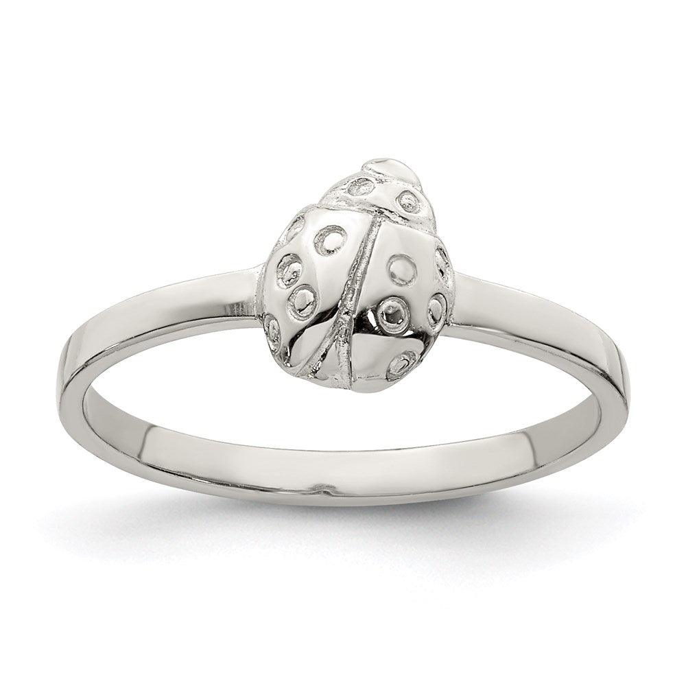 Sterling Silver Rhodium-plated Polished Ladybug Size 3 Ring