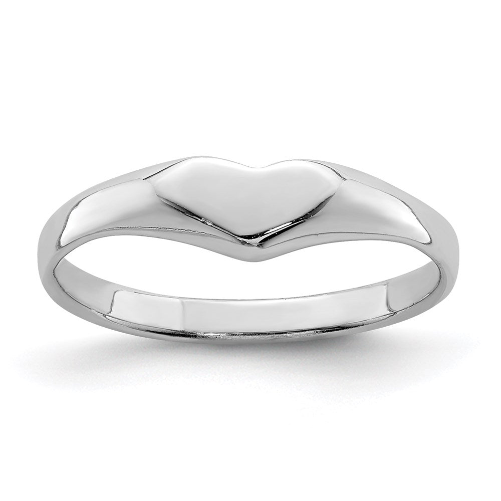 Sterling Silver RH-plated Polished Elongated Heart Size 3 Ring