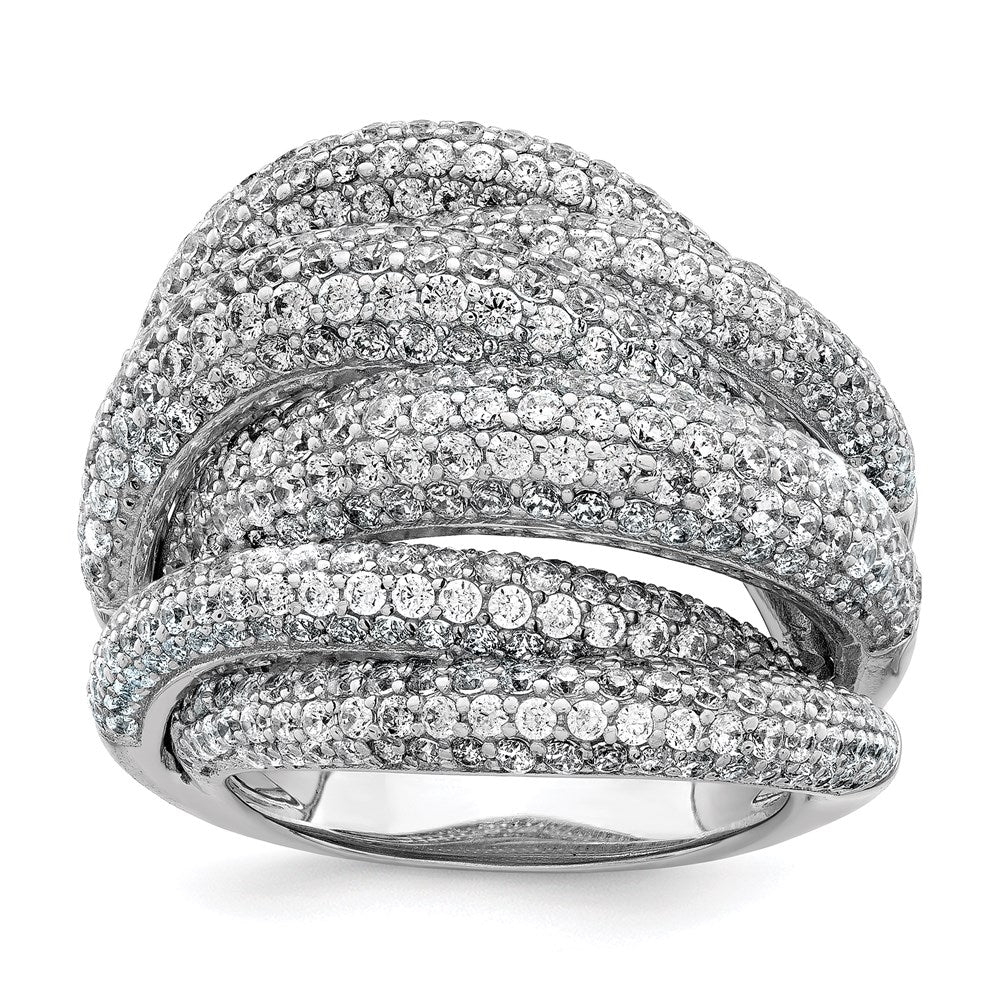 Sterling Shimmer Sterling Silver Rhodium-plated 536 Stone Pav¬Ç CZ Ring