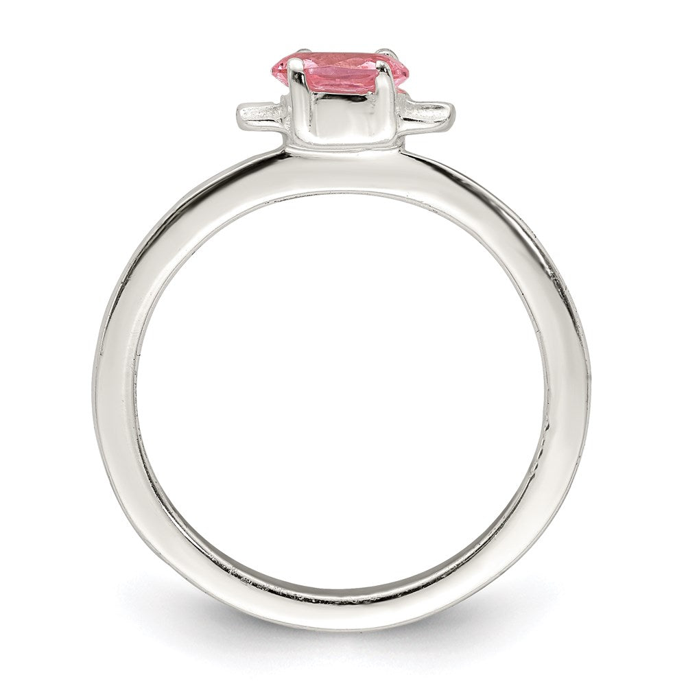 Sterling Silver Polished Pink CZ Candy Size 4 Ring