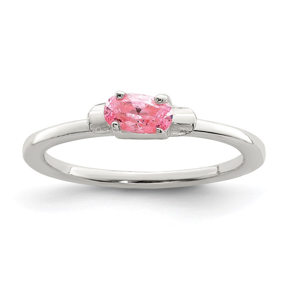 Sterling Silver Polished Pink CZ Candy Size 4 Ring