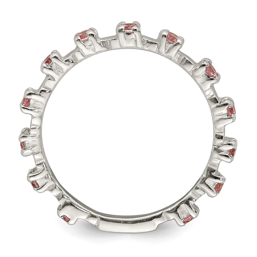 Sterling Silver Polished Pink CZ Size 4 Ring