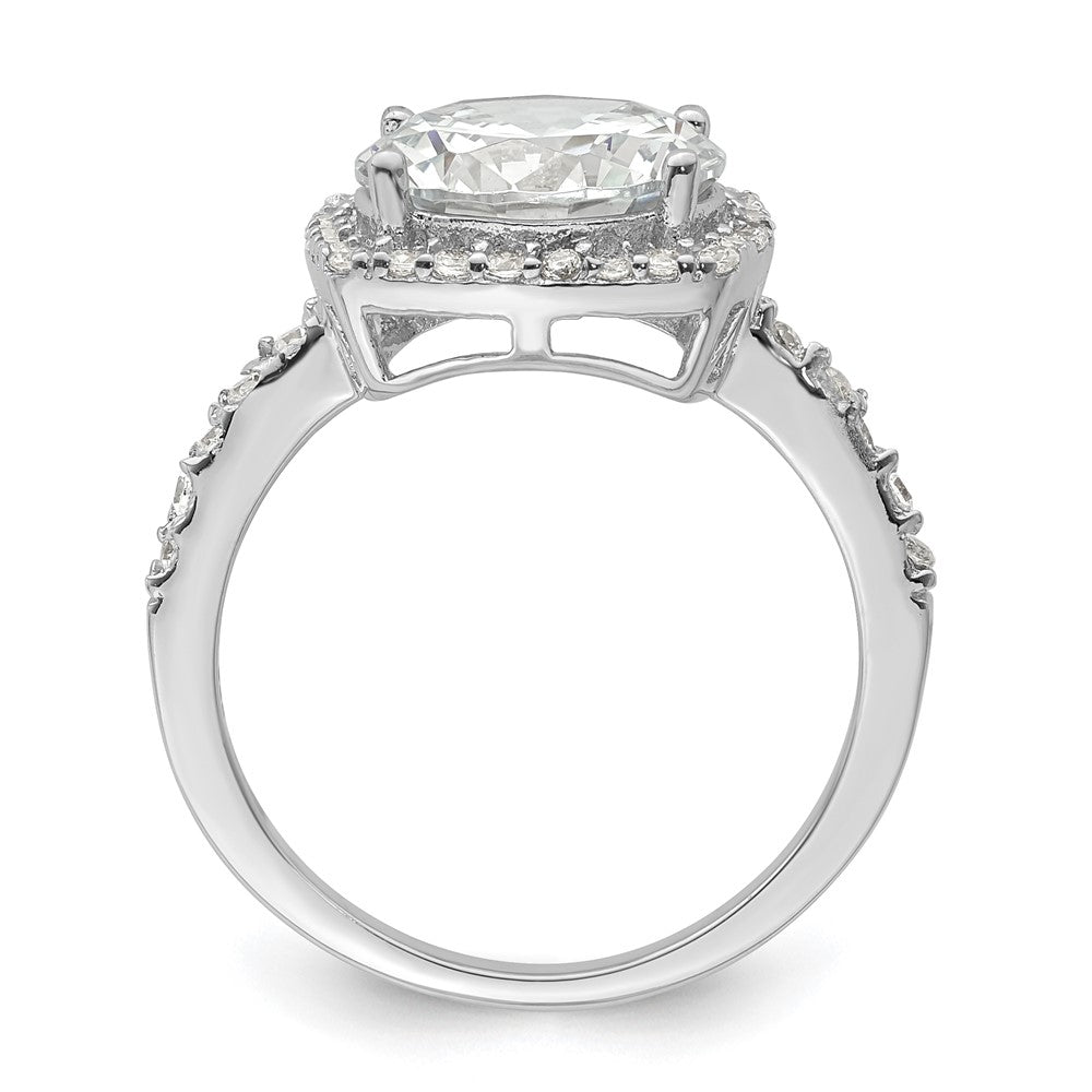 Sterling Silver Rhodium-plated Polished CZ Square Halo Ring