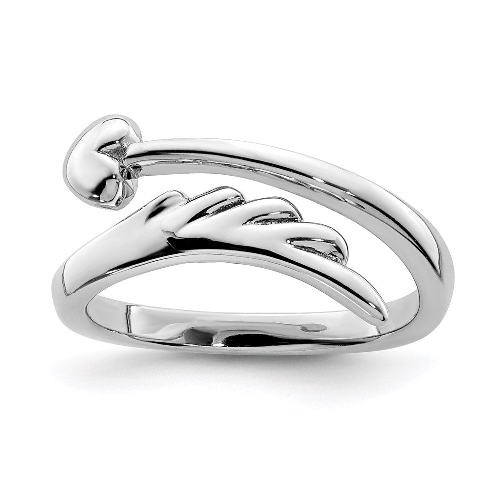 Sterling Silver Rhodium-plated Heart w/Wing Toe Ring