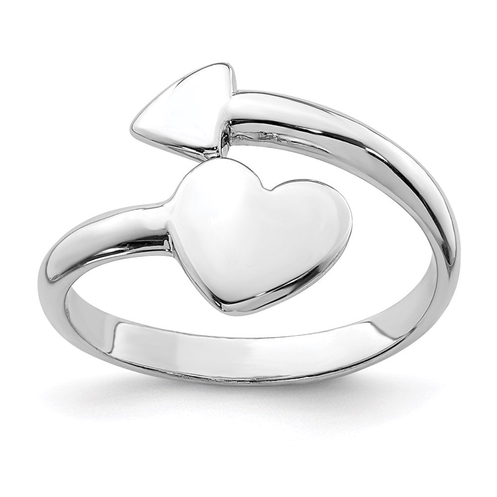 Sterling Silver Rhodium-plated Heart w/Arrow Toe Ring