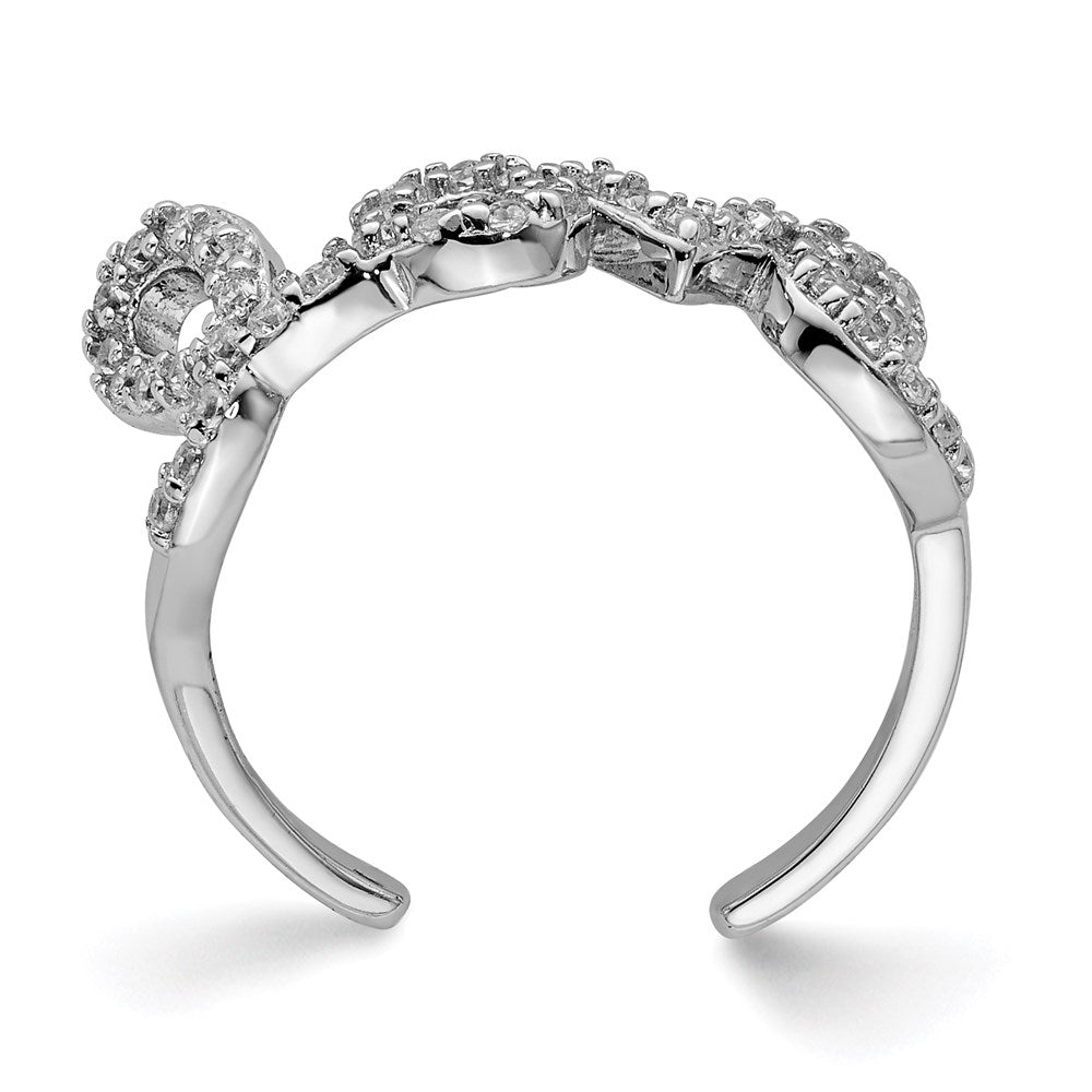 Sterling Silver Rhodium-plated CZ Love Toe Ring