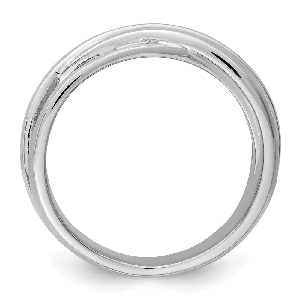 Sterling Silver Rhodium-plated Brushed Ring