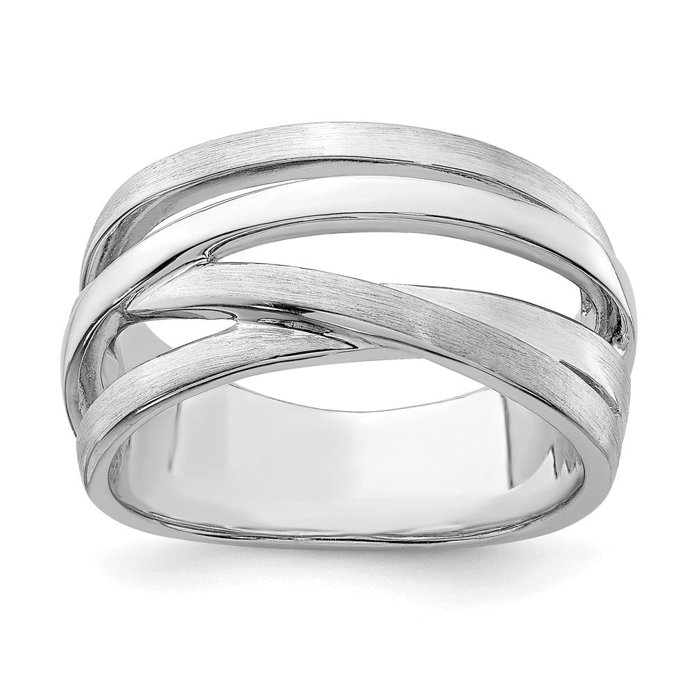 Sterling Silver Rhodium-plated Brushed Ring