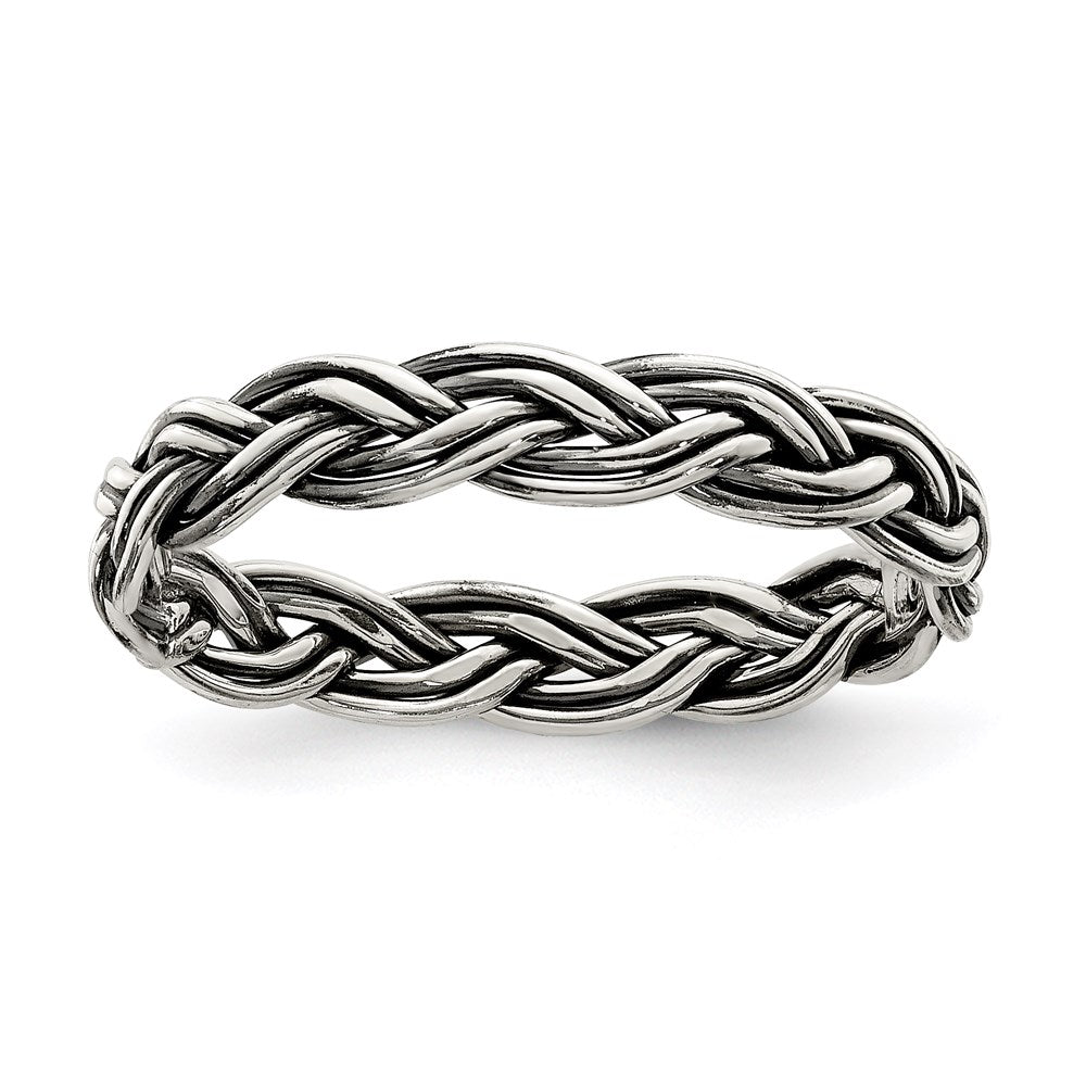Sterling Silver Antiqued Weave Women's Ring