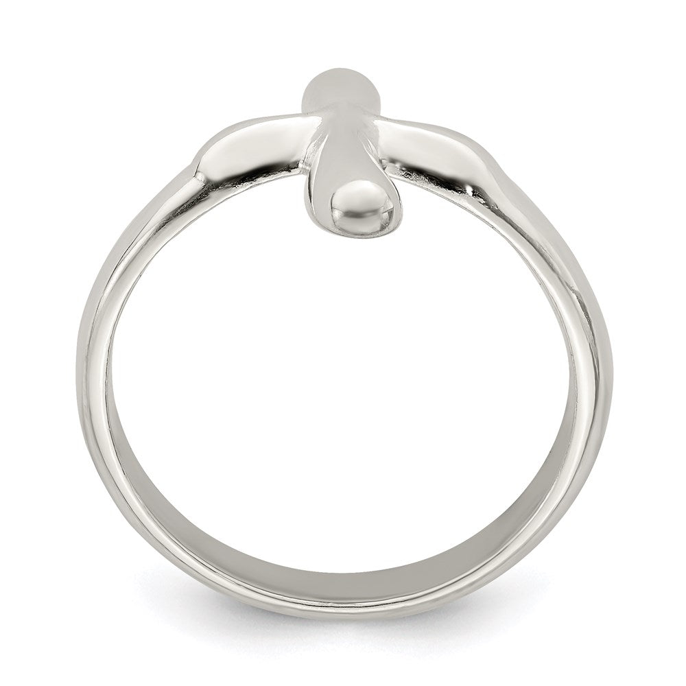 Sterling Silver Vertical Tiny Freeform Cross Ring