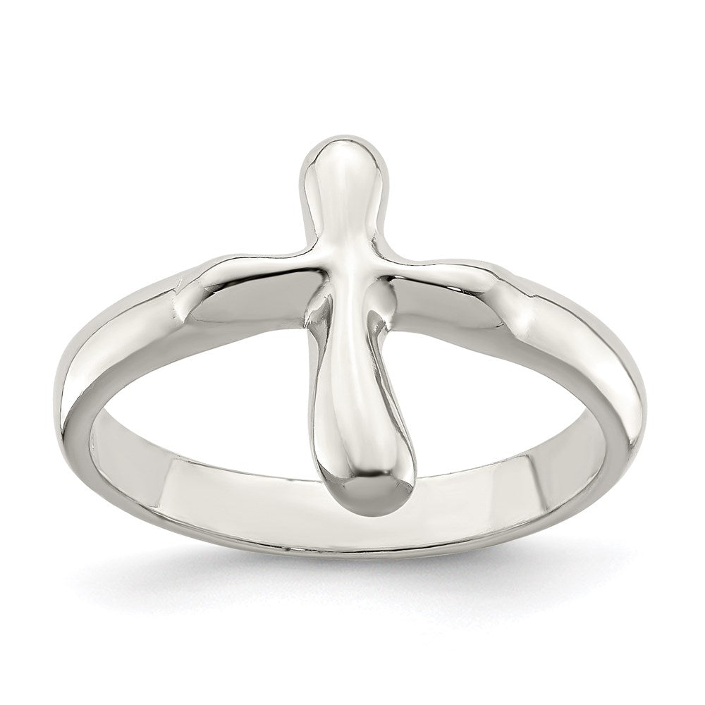 Sterling Silver Vertical Tiny Freeform Cross Ring