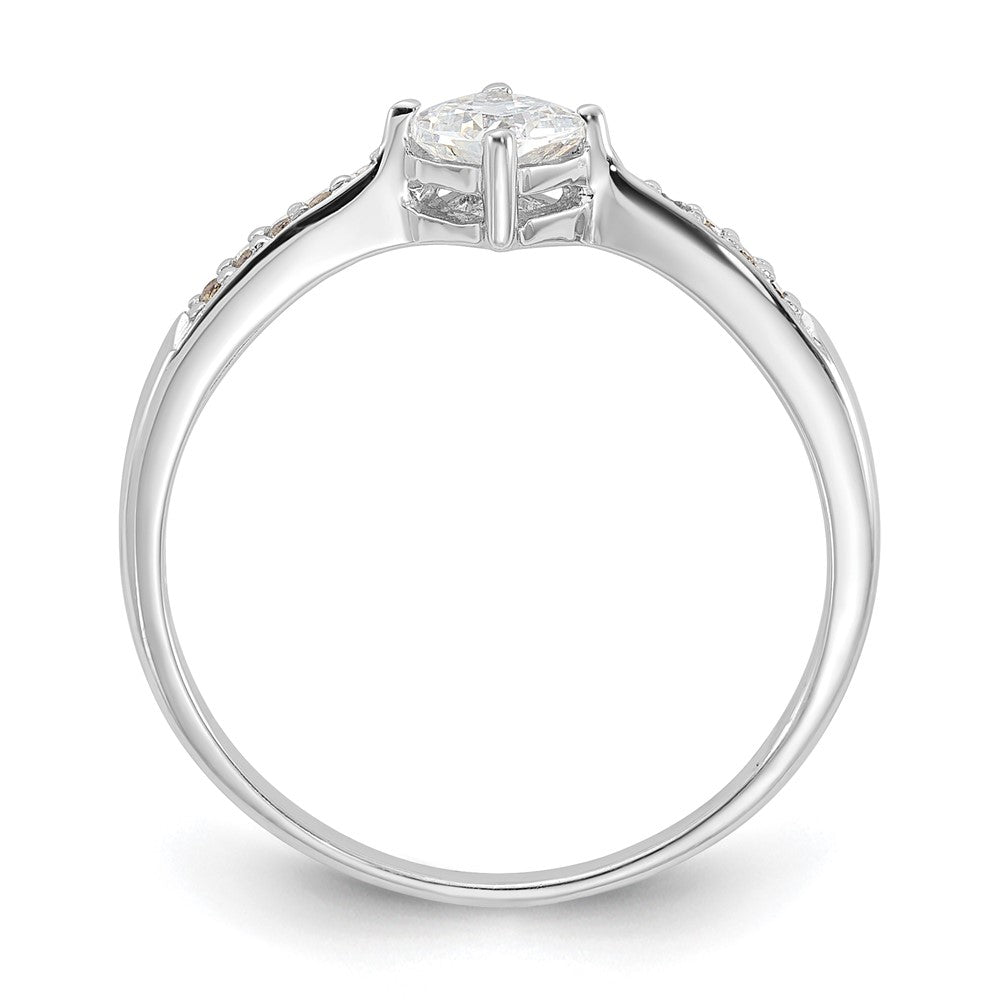 Sterling Silver Rhodium-plated Polished & Square Shaped CZ Ring