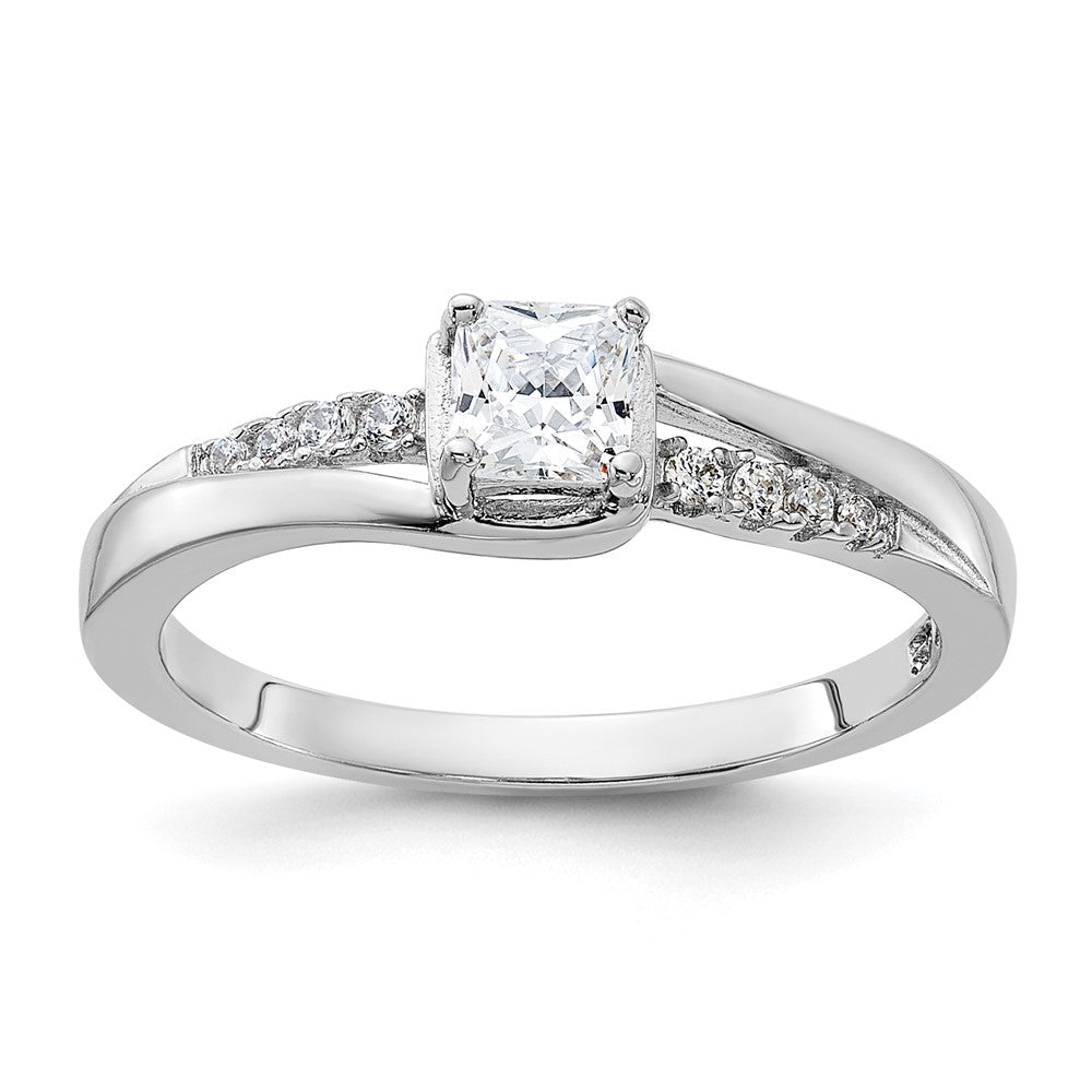Pure Fire Sterling Silver Rhodium-plated Polished & CZ Ring
