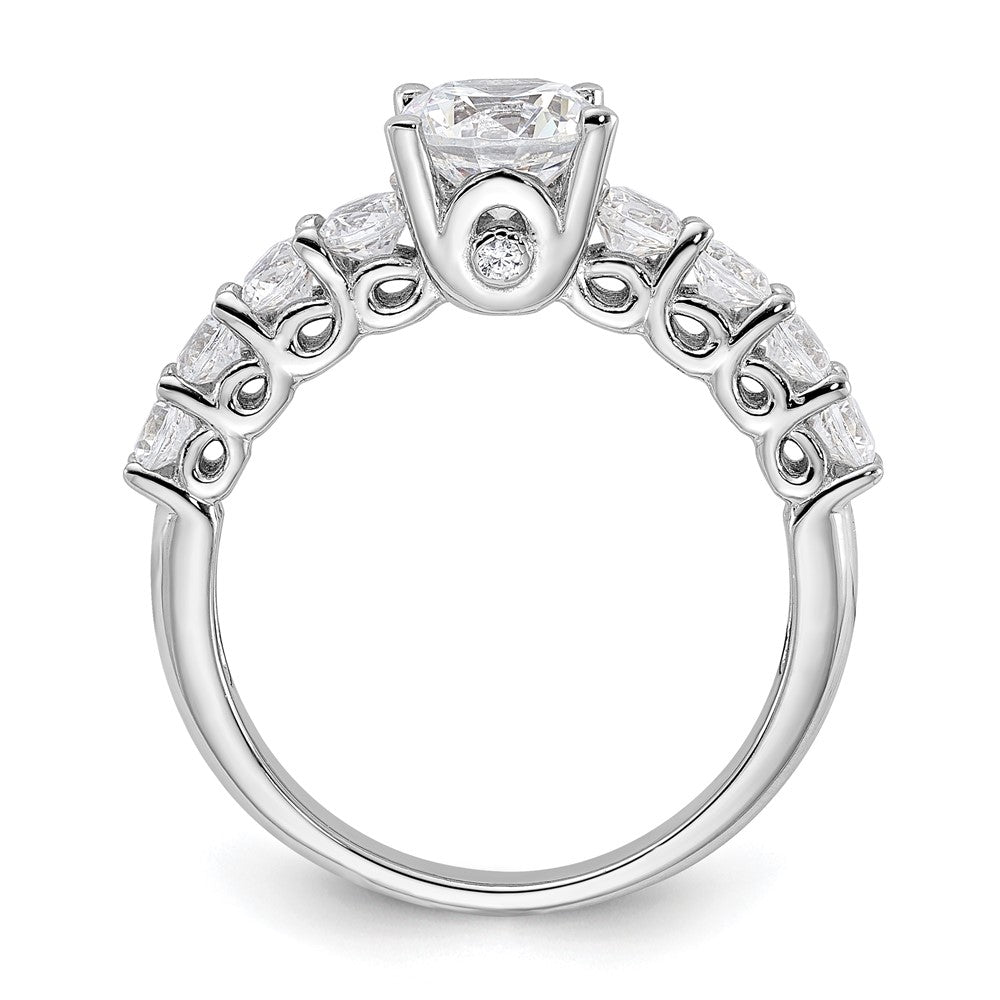 Sterling Silver Rhodium-plated Polished & CZ Ring