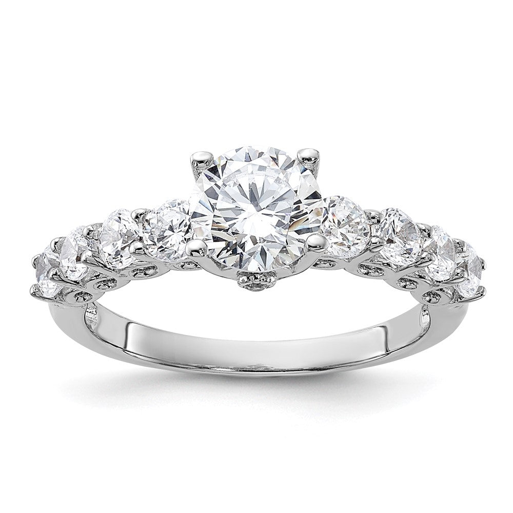 Pure Fire Sterling Silver Rhod-plated Polished & CZ Ring