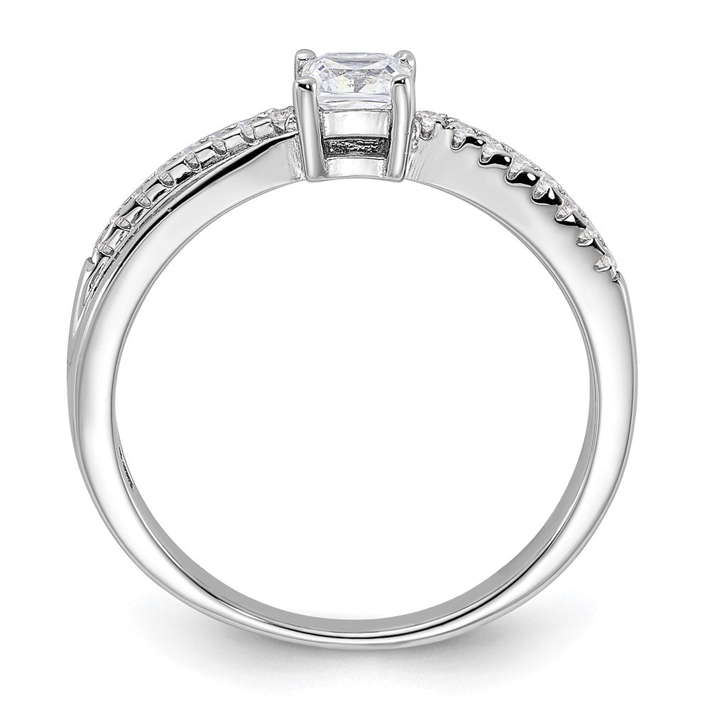 Sterling Silver Rhodium-plated Polished & CZ Ring