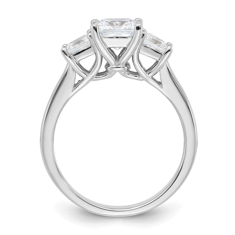 Sterling Silver Rhodium-plated & CZ 3 Stone Ring