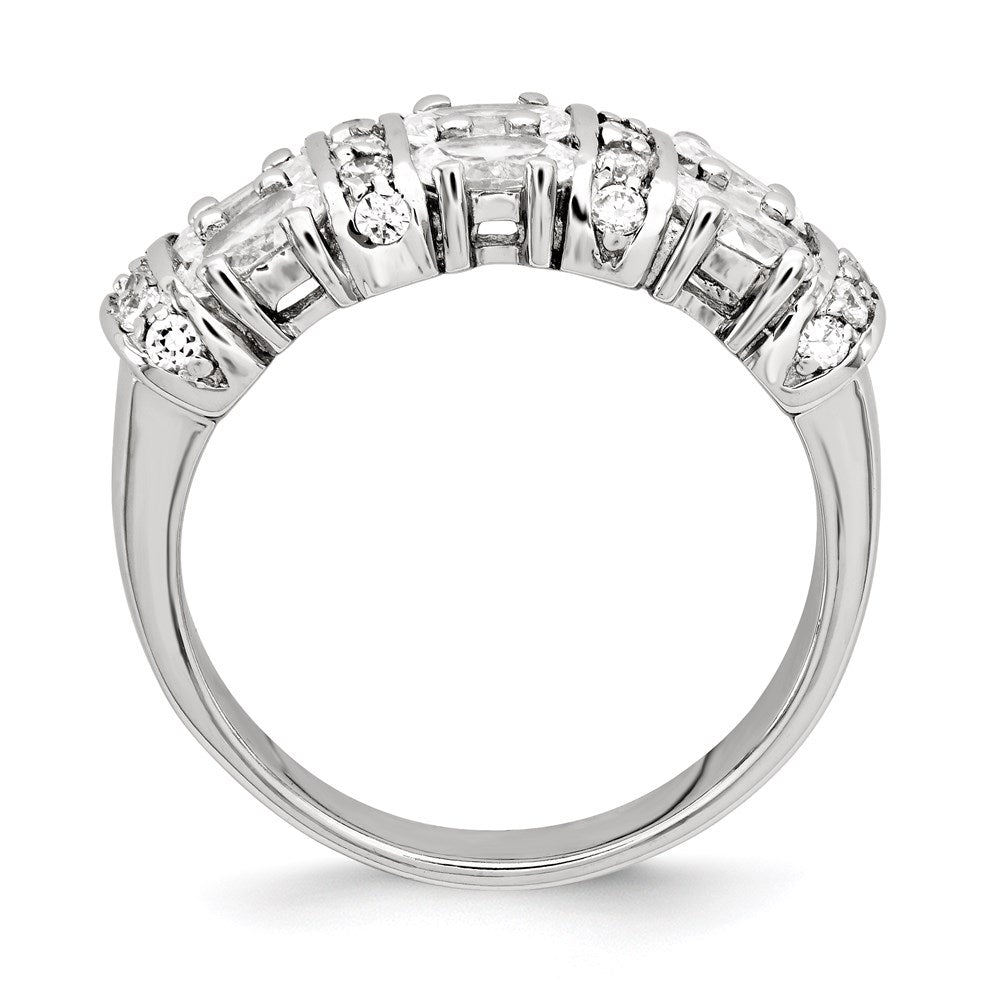 Sterling Silver Polished Rhodium Plating CZ Ring