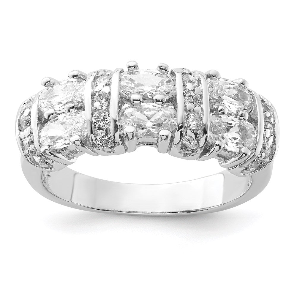 Sterling Silver Polished Rhodium Plating CZ Ring