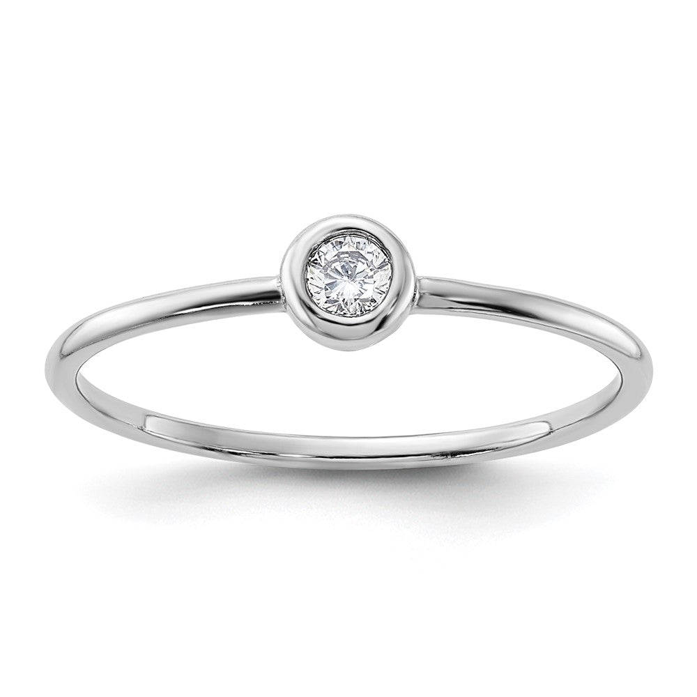 Sterling Silver Rhodium-plated Polished CZ Circle Ring