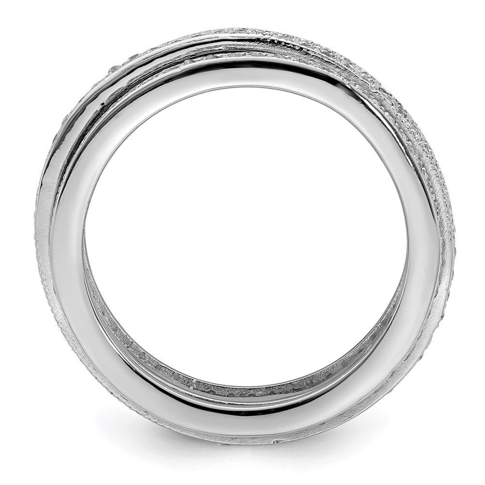 Sterling Silver Polished Rhodium-plated CZ PavÂ Eternity Motion Ring