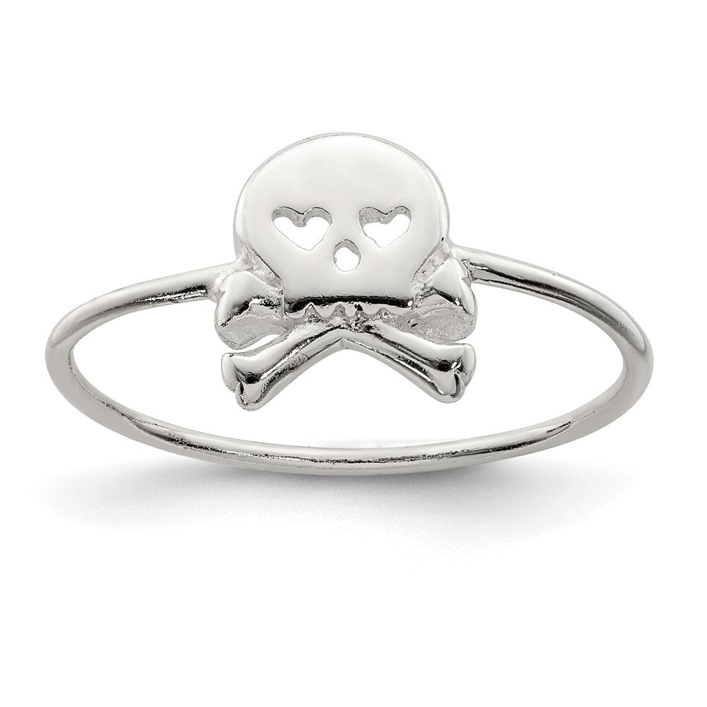 Sterling Silver Polished Skull & Crossbones Ring