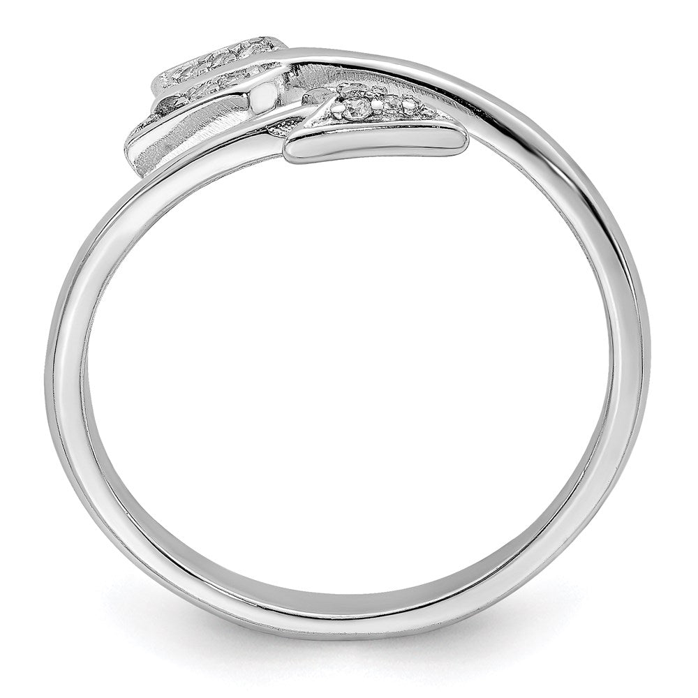 Sterling Silver Rhodium-plated Polished CZ Arrow Adjustable Ring