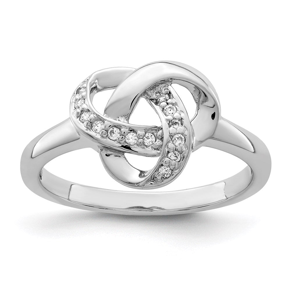 Sterling Silver Rhodium-plated CZ Knot Ring