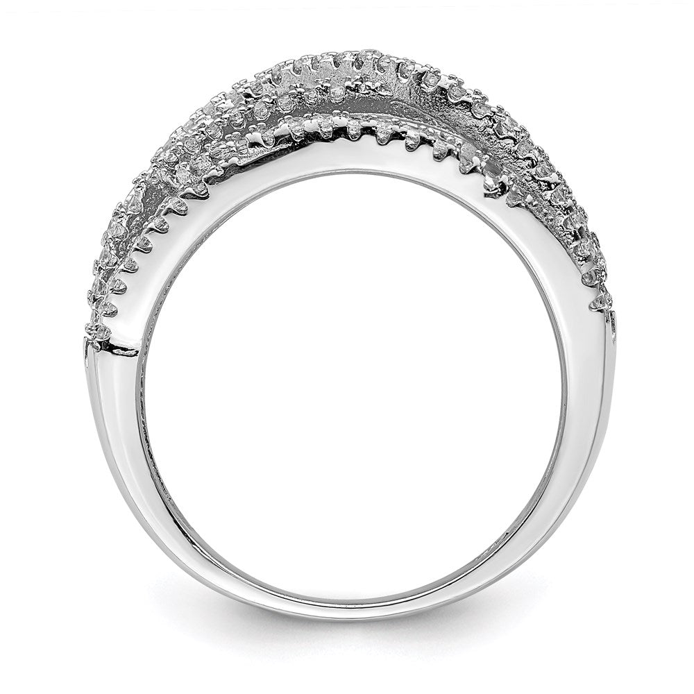Sterling Silver Rhodium-plated CZ Micro pavÂ Ring