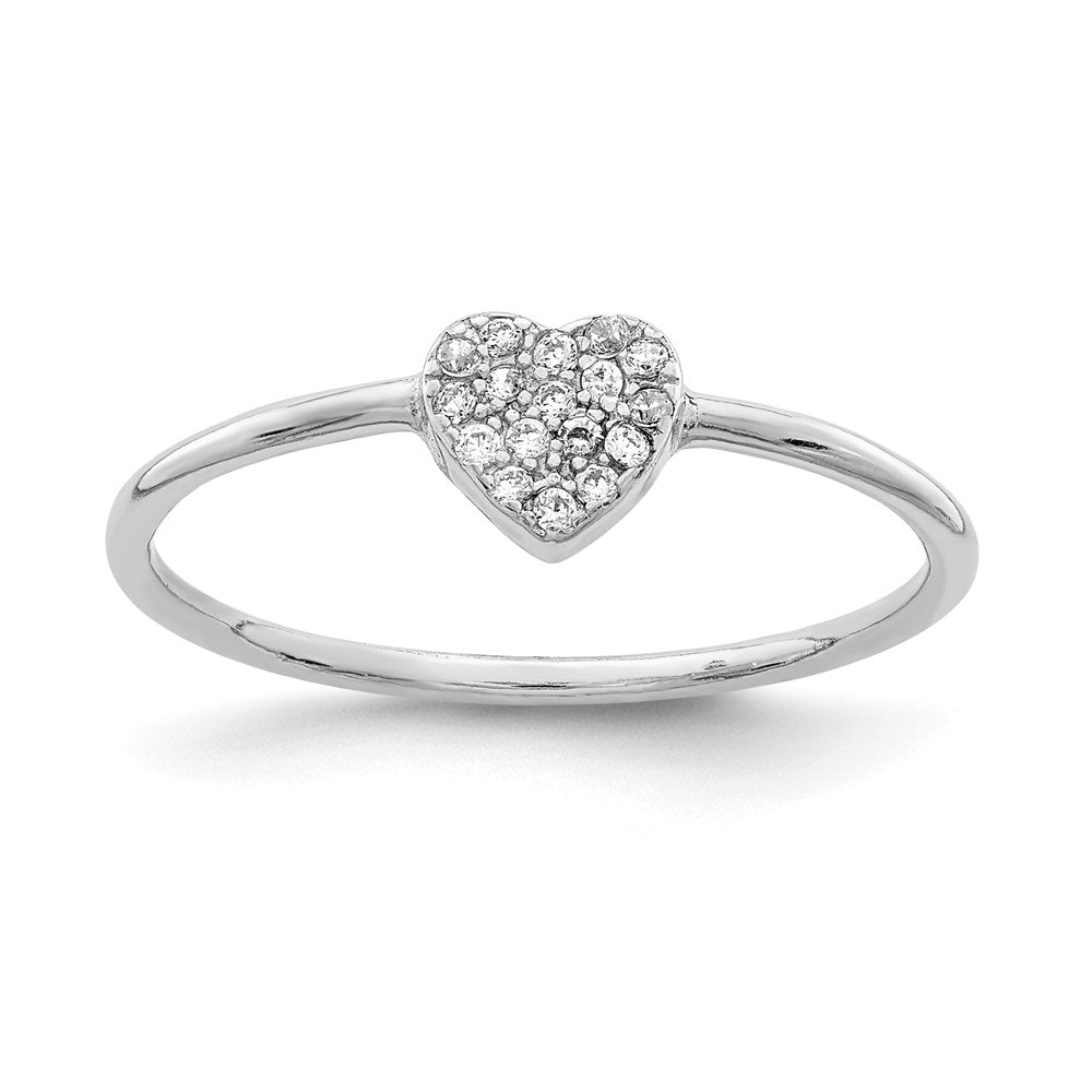 Sterling Silver Rhodium-plated Polished CZ Heart Ring