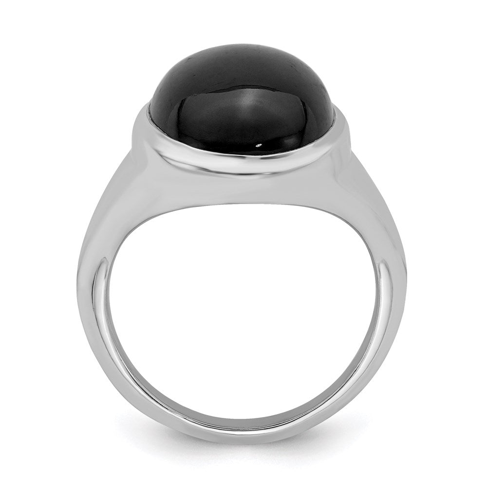 Sterling Silver Rhodium-plated Black Agate Ring