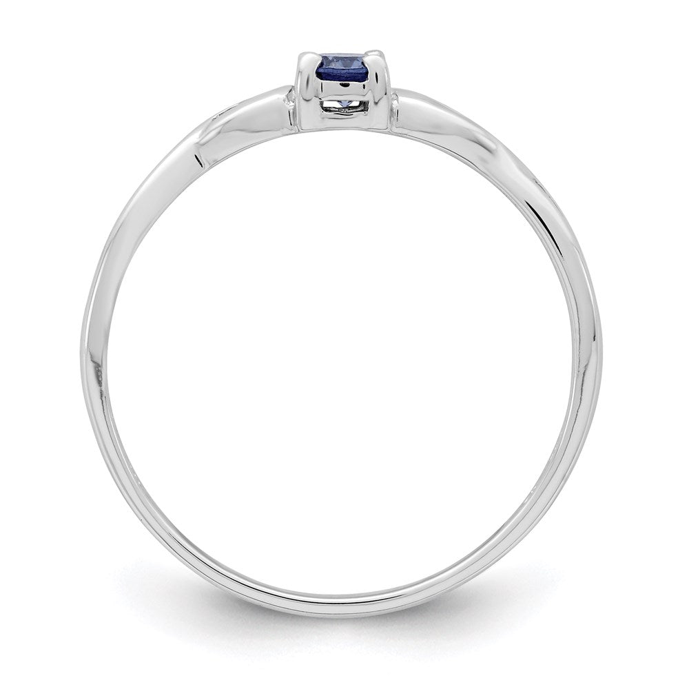 Sterling Silver Rhodium-plated Blue Color & White CZ Ring