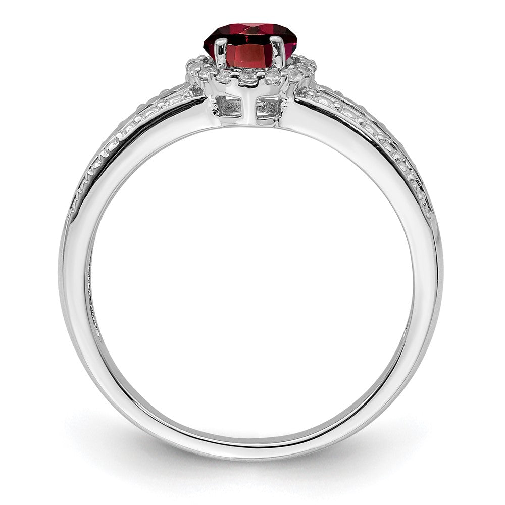 Sterling Silver Rhodium-plated Garnet and White Topaz Ring