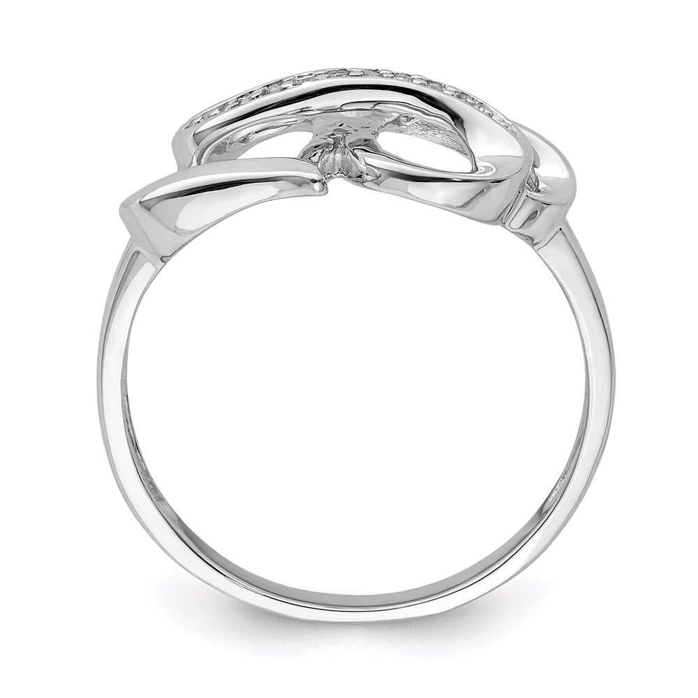 Sterling Silver Rhodium Plated Diamond Double Heart Ring