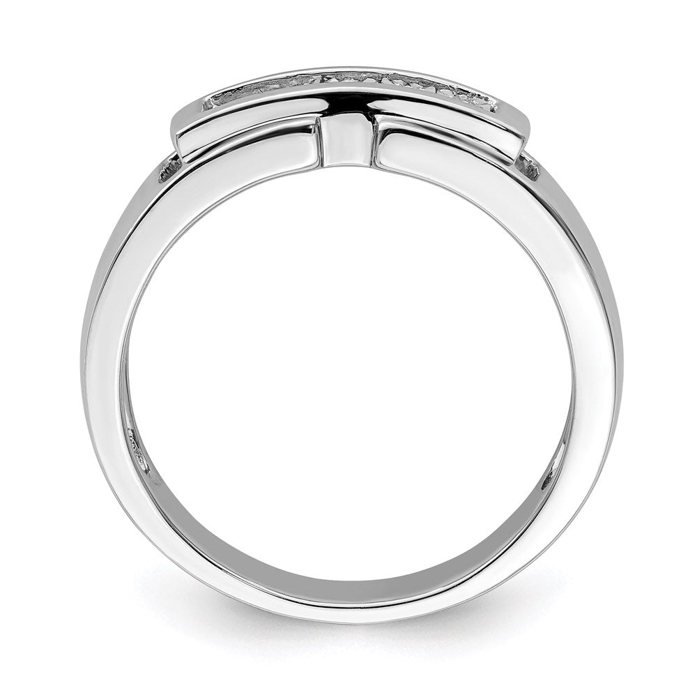 Sterling Silver Rhodium Plated Men's Polished Diam. Ring