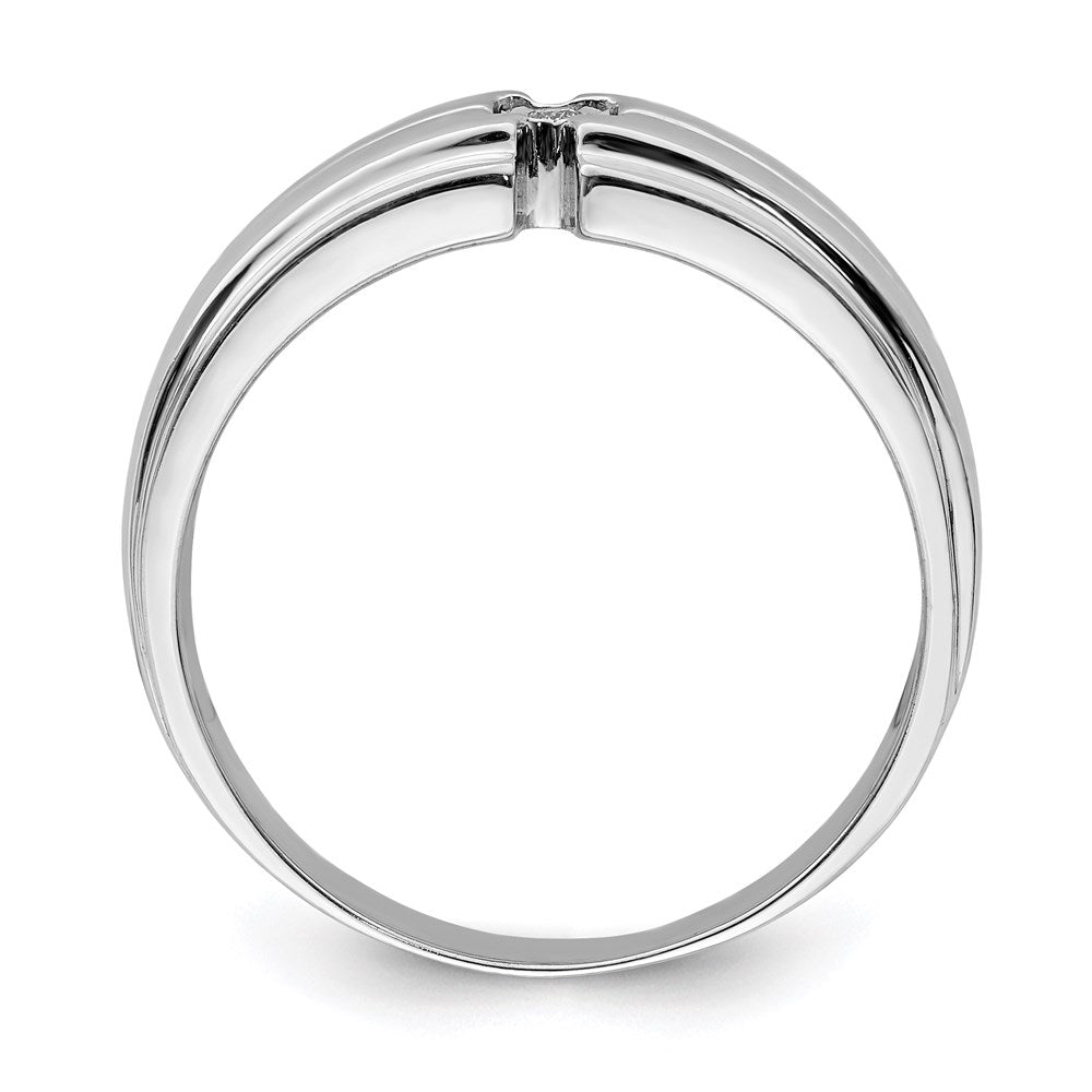 Sterling Silver Rhodium Plated Men's Polished Diam. Ring