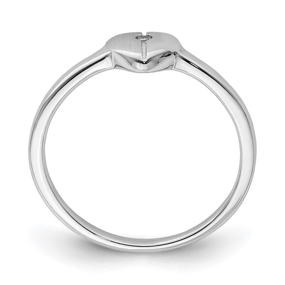 Sterling Silver Rhodium-plated Polished CZ Heart Size 4 Ring