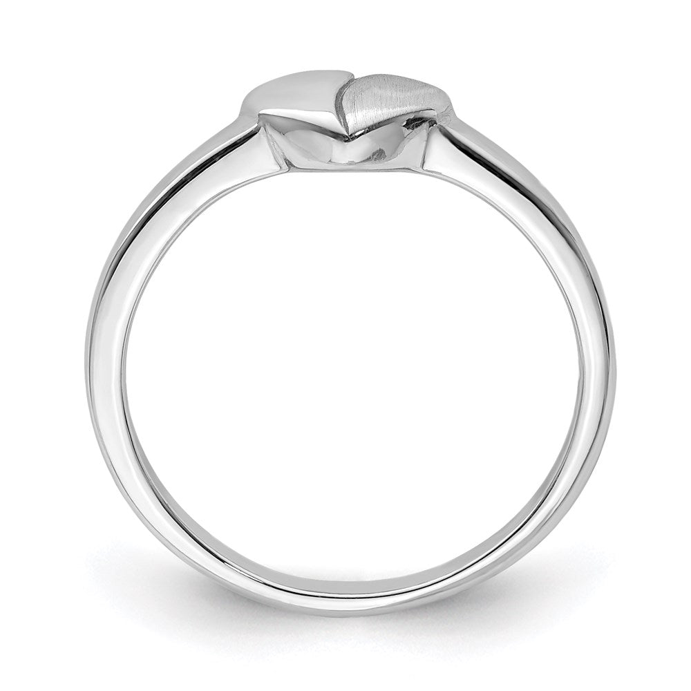Sterling Silver Rhodium-plated Polished/Satin Heart Size 4 Ring